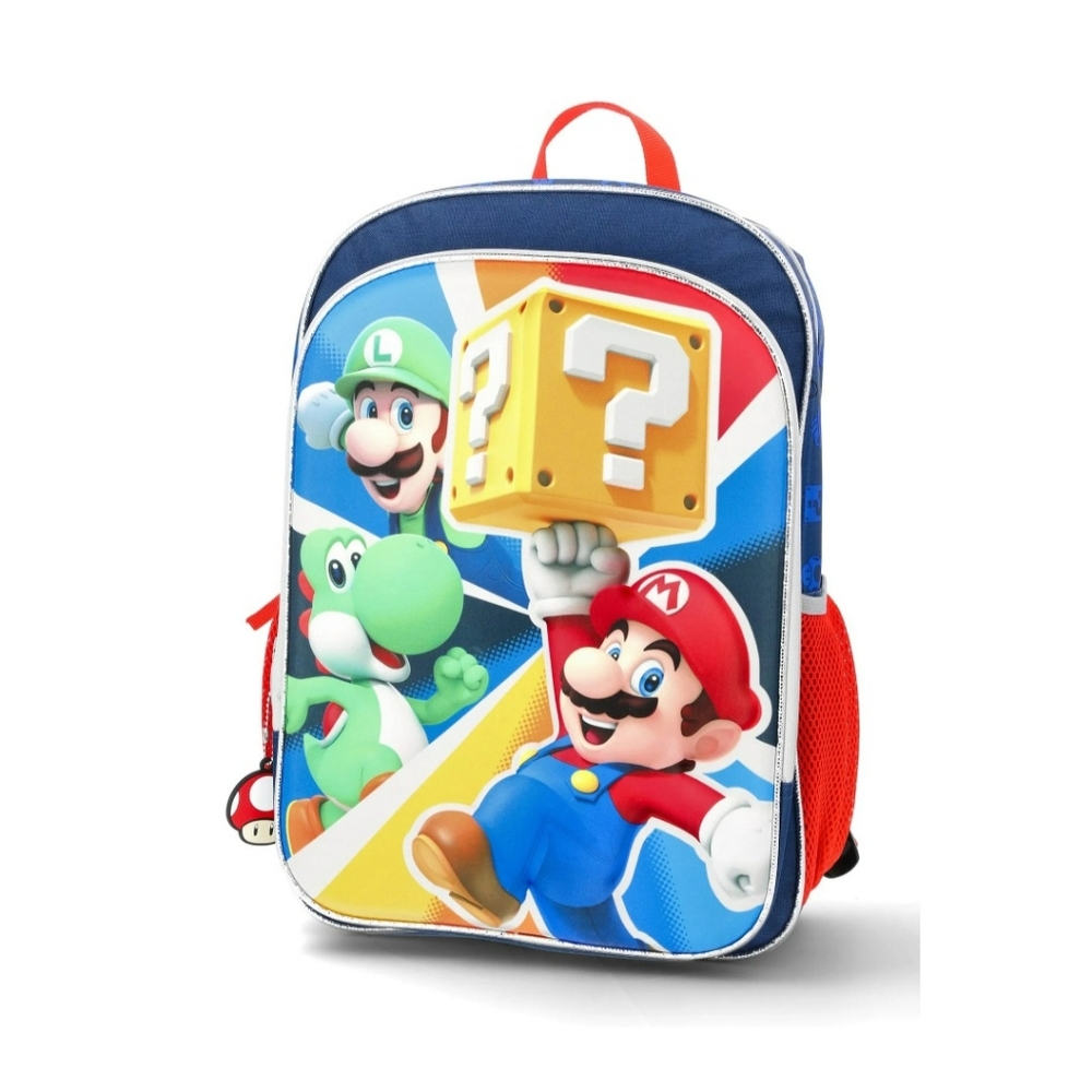 Nintendo Super Mario Game Time 17" Backpack Mario Luigi Yoshi NWT